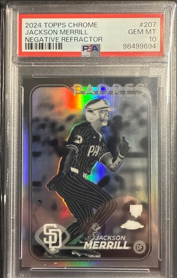 2024 TOPPS CHROME JACKSON MERRILL NEGATIVE REFRACTOR PSA GEM MT 10