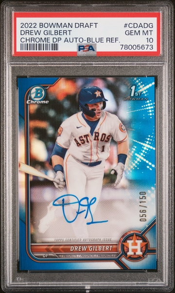Drew Gilbert 2022 Bowman Draft Chrome 1st True Blue Auto /150 PSA 10 Giants