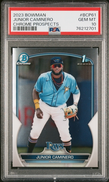 2023 Bowman #BCP-61 Junior Caminero Chrome Prospects PSA 10