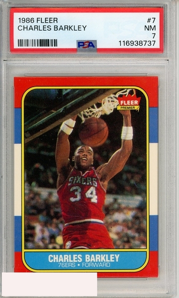 1986 FLEER CHARLES BARKLEY #7 PSA 7 NM  RC ROOKIE