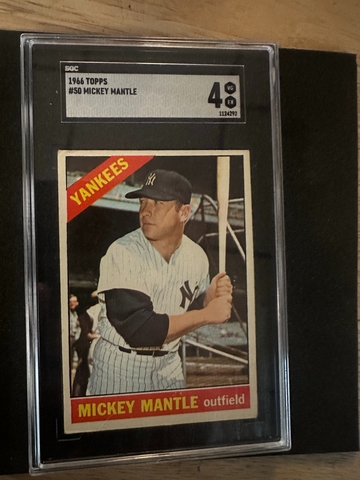 1966 TOPPS #50 MICKEY MANTLE SGC 4 CENTERED