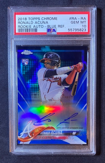 2018 Topps Chrome Ronald Acuna Jr Blue Refractor Auto PSA 10 Rookie Card