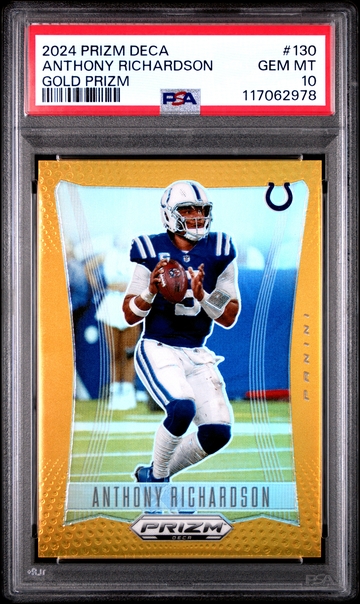 2024 PANINI PRIZM DECA #130 ANTHONY RICHARDSON GOLD PRIZM PSA 10 - POP 1