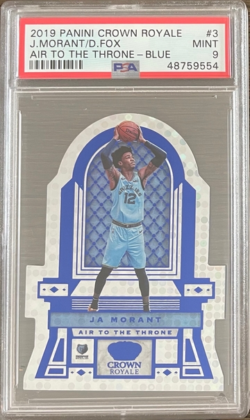 2019-20 Crown Royale Ja Morant/Fox Air To The Throne Blue 33/75 Rookie PSA 9