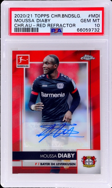 2020/21 Topps Chrome Bundesliga Red Refractor Moussa Diaby #MDI Auto /10 PSA 10