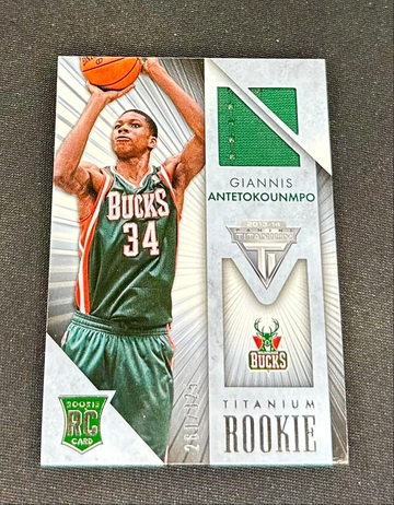 2013 Giannis Antetokounmpo Panini Titanium Rookie Jersey Patch /325 #15 RC SP