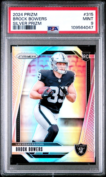 2024 Prizm #315 Brock Bowers Silver Prizm PSA 9