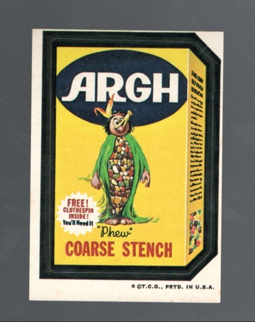 1973 Topps Wacky Packages Stickers Non Sport Card ARRGH Short Print Mid Grade