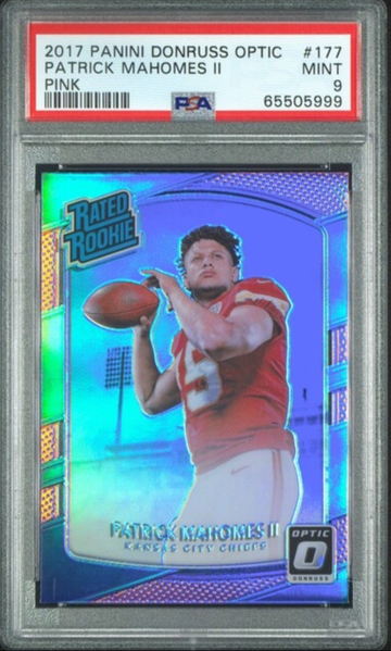 2017 Optic Pink Prizm Holo PATRICK MAHOMES SP RC! PSA Mint 9!