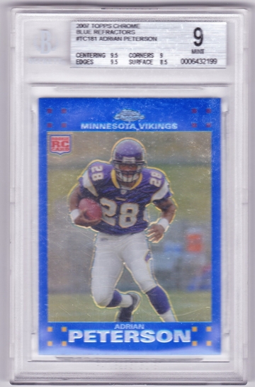 2007 Topps Chrome Adrian Peterson blue refractors
