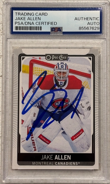 2021-22 O-Pee-Chee #345 Jake Allen signed PSA Authentic Auto Montreal Canadiens 