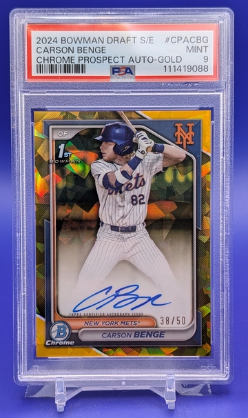2024 Bowman Chrome Sapphire Carson Benge Gold Auto RC #38/50 PSA 9 Mint