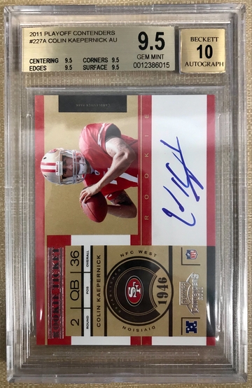 2011 Panini Playoff Contenders Colin Kaepernick Auto RC BGS 9.5 True Gem