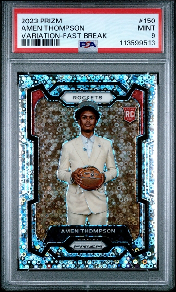 2023-24 Panini Prizm Amen Thompson #150 Variation Fast Break Rookie RC PSA 9