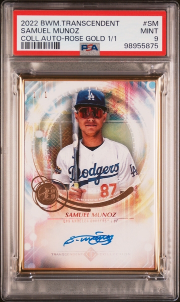  2022 Bowman Transcendent SAMUEL MUNOZ Rose Gold Rookie RC AUTO PSA 9 Mint 1/1