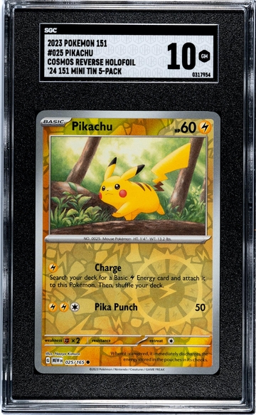 2023 Pokemon #025/165 Pikachu 151 Mini Tin 5-Pack SGC 10