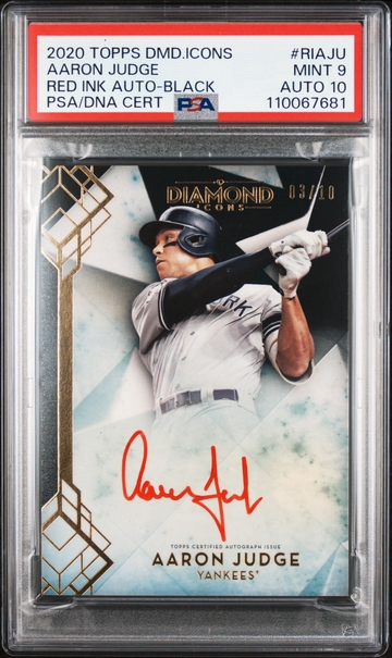AARON JUDGE 2020 Topps Diamond Icons Red Ink - Black #/10 #RIA-JU PSA 9 AUTO 10