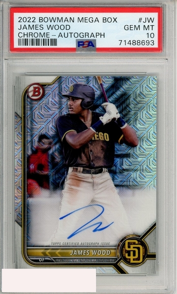 2022 BOWMAN MEGA BOX CHROME AUTOGRAPHS JAMES WOOD #JW PSA 10