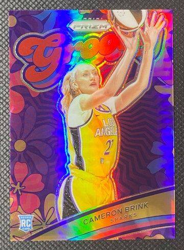 2024 Panini Prizm WNBA - #7 Cameron Brink Groovy Red Prizm RC /99 Sparks