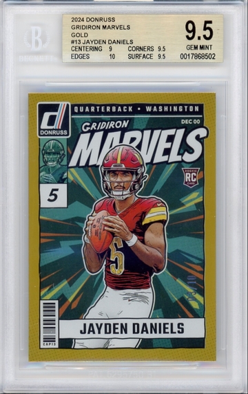 2024 Donruss Jayden Daniel Gridiron Marvels Gold /10 BGS 9.5