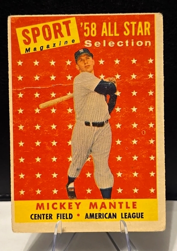 1958 Topps Baseball  Mickey Mantle  All Star #487  New York Yankees MLB HOF