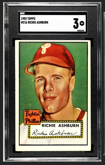 1952 Topps #216 Richie Ashburn Philadelphia Phillies SGC 3