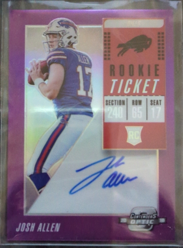 2018 Contenders Optic Josh Allen Purple Auto Jersey # 17/49