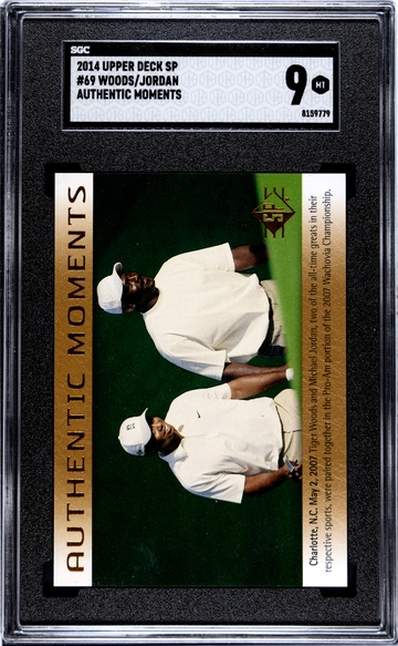 2014 Upper Deck SP Authentic Moments Tiger Woods/Michael Jordan SGC 9 Bronze Retail SP #69