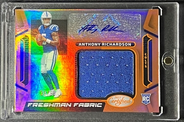 2023 PANINI CERTIFIED /65 ANTHONY RICHARDSON FRESHMAN FABRIC ORANGE AUTO RPA 
