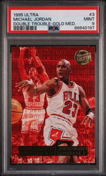Michael Jordan 1995 Ultra Double Trouble Gold Medallion PSA 9