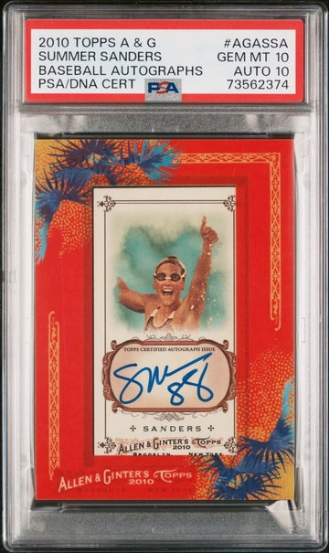 SUMMER SANDERS 2010 Topps Allen Ginter AGA-SSA Autograph Olympics PSA 10 Auto 10