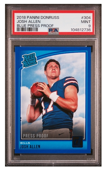 2018 Donruss Josh Allen Blue Rated Rookie PSA 9 Mint Buffalo Bills