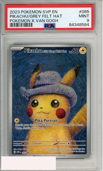 2023 POKEMON SVP EN-SV BSP PIKACHU GREY FELT HAT #085 VAN GOGH PSA 9