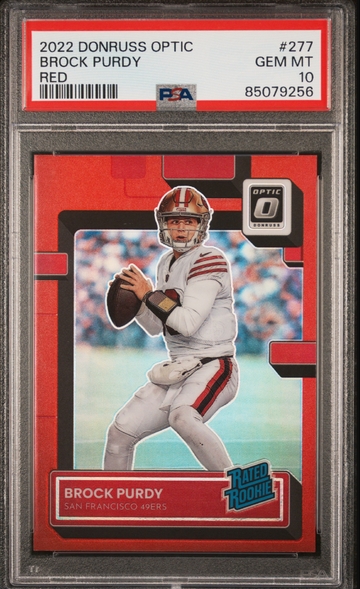 2022 Donruss Optic Brock Purdy Rated Rookie Red Prizm 35/99 PSA 10! POP 24!