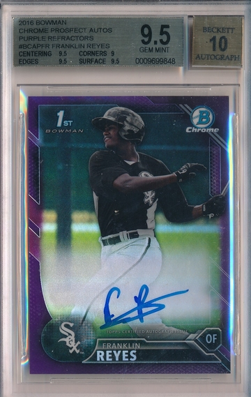 2016 BOWMAN CHROME DRAFT AUTOGRAPH PURPLE REFRACTORS FRANKLIN REYES