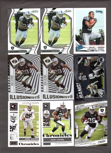 Lot of (15) Josh Jacobs Football Cards - Nice Variety Includes Rookie Raiders