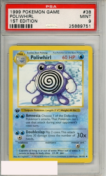 1999 POKEMON GAME POLIWHIRL #38 1ST EDITION PSA 9 MINT