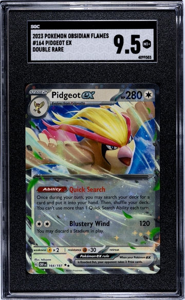 2023 Pokemon #164/197 Pidgeot EX Obsidian Flames SGC 9.5