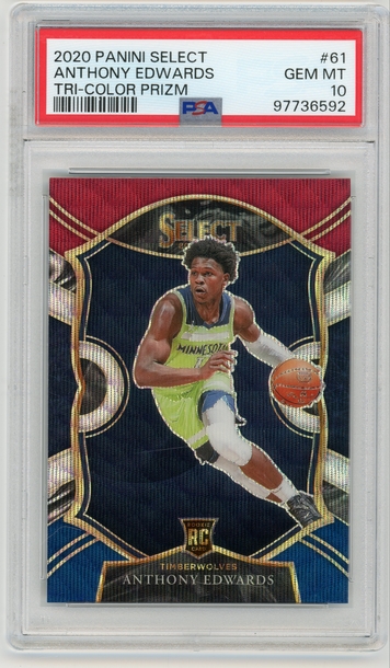 ANTHONY EDWARDS 2020-21 Panini Select Tri-Color Prizm Rc PSA 10