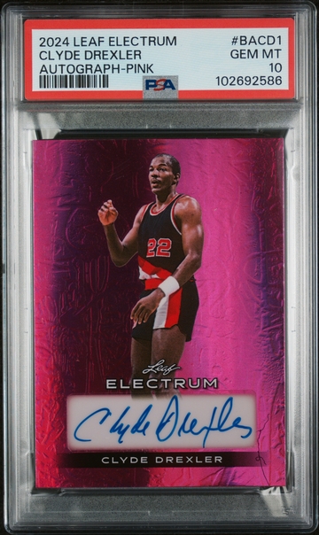 2024 Leaf Electrum Pink Clyde Drexler #BACD1 Auto PSA 10