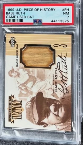1999 Upper Deck Piece of History Babe Ruth game used bat card