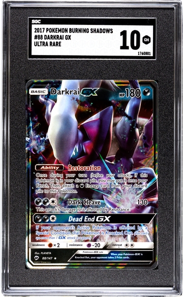 2017 Pokémon Burning Shadows Darkrai #88 GX Ultra Rare SGC 10