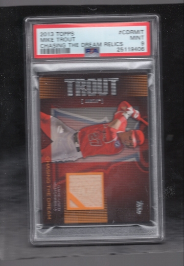 2013 Topps Chasing the Dream RELICS #CDRMIT Mike Trout RARE POP 2 NONE HIGHER PSA 9 MINT