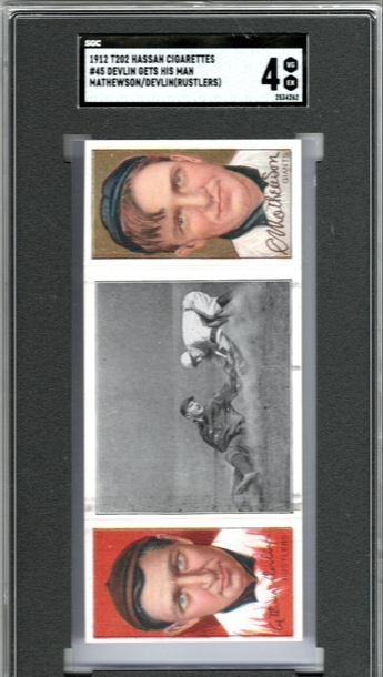 1912 T202 Hassan Devlin Gets His Man Christy Mathewson SGC 4