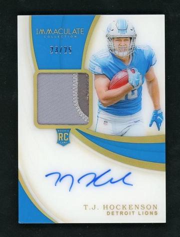 2019 Panini Immaculate 121 T.J. Hockenson Immaculate Collection Rookie /75 Detroit Lions Auto