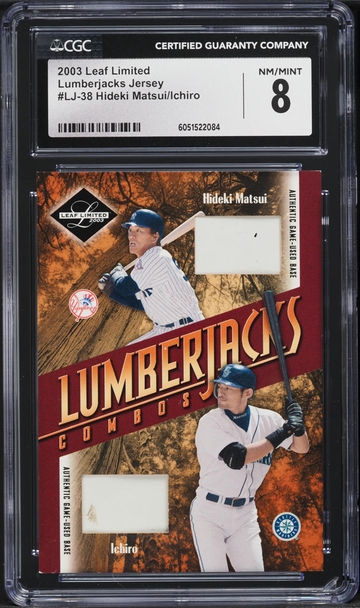 2003 Leaf Limited Ichiro Suzuki Hideki Matsui Lumberjacks Game Used Jersey RC Rookie CGC 8