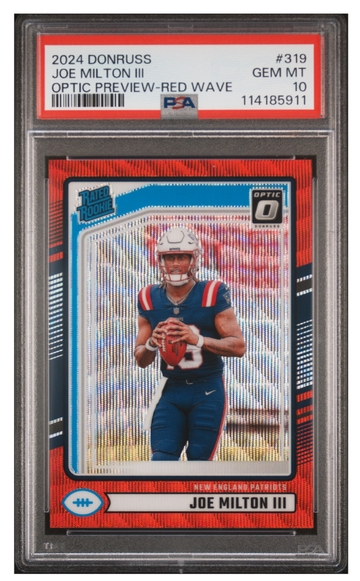2024 Donruss Joe Milton Red Wave Optic Preview Rated Rookie PSA 10 Gem Mint