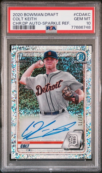 2020 Bowman Chrome Draft #CDAKC Keith Colt Autographs Sparkle Refractor /71 PSA 10