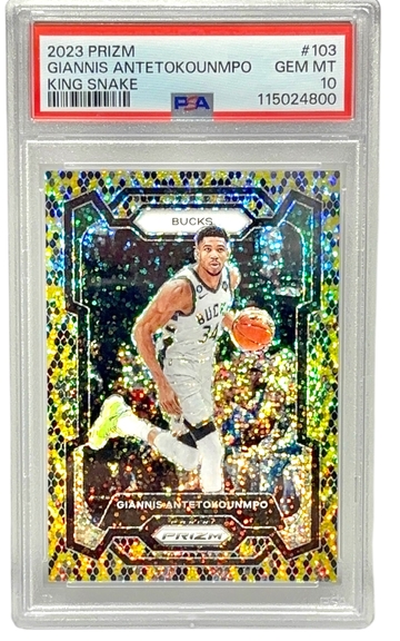 2023-24 PANINI PRIZM #103 GIANNIS ANTETOKOUNMPO KING SNAKE PRIZM SSP PSA 10