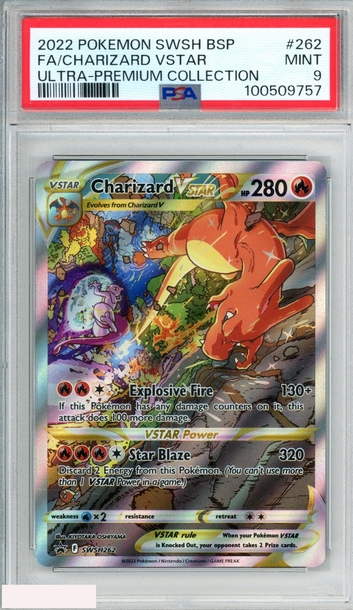2022 POKEMON SWSH BLACK STAR PROMO FA CHARIZARD VSTAR #262 UPC PSA 9 MINT